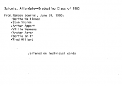 1900 Grammar school graduation classes thru 1958