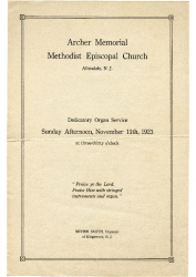 1923-11-11 ARCHER Dedicatory Organ Service