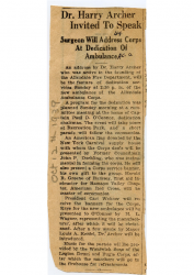 1939-10-12 Dr Harry Archer Invited To Speak