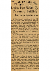 1939-11-09 Legion Post Wants 2 Story Building to House Ambu