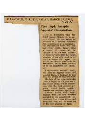 1942-03-19 Fire Dept Accepts Apprts Resignation