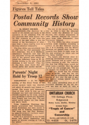 1961-11-05 PO HISTORY Postal records show commuity history