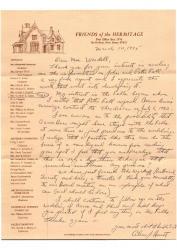 Letter to Pat Wardell from Friends of Hermitage