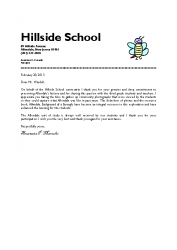 2013 Letter to P. Wardell from Hillside school