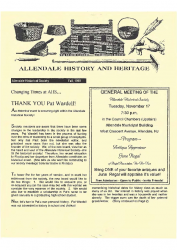 1998-11 Allendale History and Heritage THANK YOU Pat Wardell